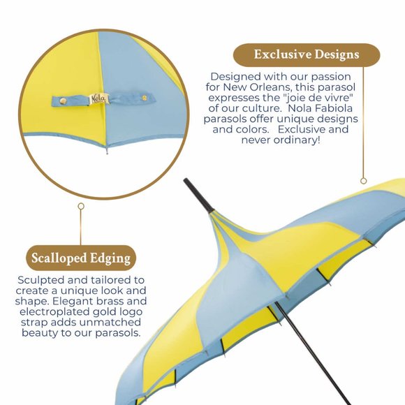 Nola Fabiola Blue and Yellow Parasol - Picture 3 of 11